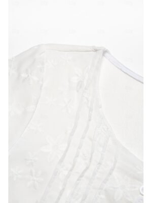 Elegant Empire Waist Floral V Neck Short Sleeve Midi Sundress - Image 9