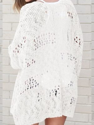 Elegant Fashion Loose Pure Colour Open Front Long Sleeve Regular Cardigan - Image 2