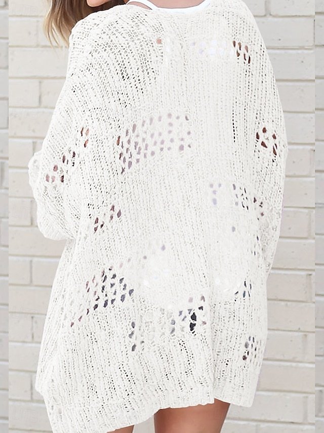 Elegant Fashion Loose Pure Colour Open Front Long Sleeve Regular Cardigan - Image 2