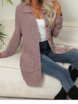 Elegant Fashion Open Front Knitted Long Sleeve Long Cardigan - Image 3
