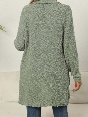 Elegant Fashion Open Front Knitted Long Sleeve Long Cardigan - Image 6