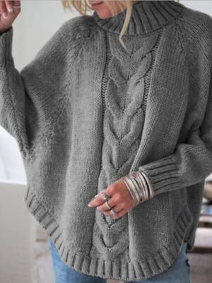 Elegant Fashion Solid Crew Neck Long Sleeve Long Knitted Top - Image 7