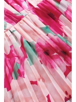 Elegant Flowy Floral Halter Neck Sleeveless Maxi Dress - Image 11