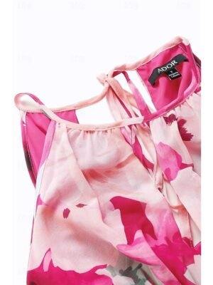 Elegant Flowy Floral Halter Neck Sleeveless Maxi Dress - Image 9