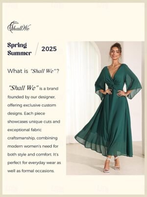 Elegant Flowy Floral V Neck Short Sleeve Midi Chiffon Dress - Image 6