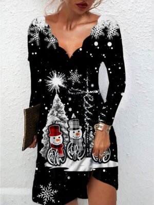 Elegant Form-Fitting Starry Sky Scalloped Neckline Long Sleeve Cocktail Dress - Image 5