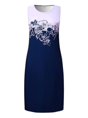 Elegant Formal Floral Crew Neck 3/4 Sleeve Knee Length Dress Set - Image 6