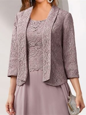 Elegant Formal Lace V Neck 3/4 Sleeve Mini Dress - Image 18