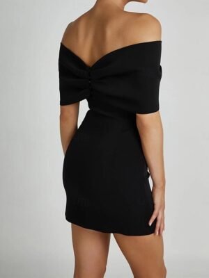 Elegant Formal Off Shoulder Short Sleeve Mini Sheath Dress - Image 18