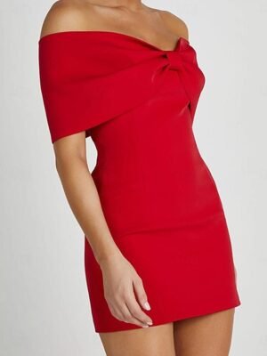 Elegant Formal Off Shoulder Short Sleeve Mini Sheath Dress - Image 4