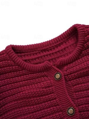 Elegant Formal Textured Crew Neck Long Sleeve Cardigan - Image 2
