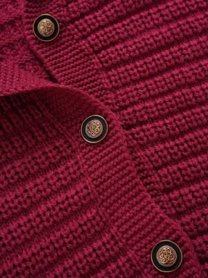 Elegant Formal Textured Crew Neck Long Sleeve Cardigan - Image 7