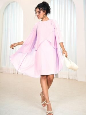 Elegant Formal Tiered Crew Neck Long Sleeve Midi Dress - Image 12