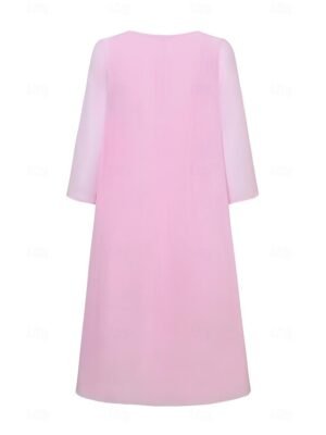 Elegant Formal Tiered Crew Neck Long Sleeve Midi Dress - Image 15