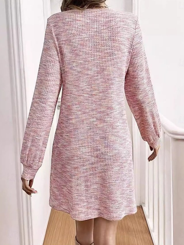 Elegant Formal V Neck Long Sleeve Mini Dress - Image 2