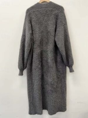 Elegant Fuzzy Open Front Long Sleeve Cardigan - Image 6