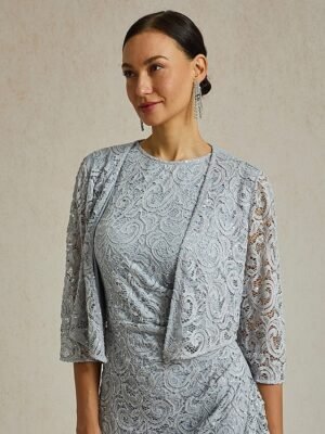 Elegant Lace Crew Neck Short Sleeve Shirt - Image 1