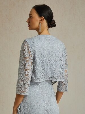 Elegant Lace Crew Neck Short Sleeve Shirt - Image 2