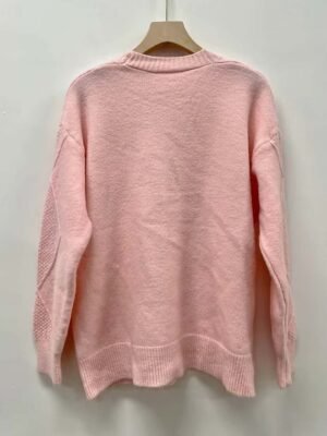 Elegant Long Cable Knit V Neck Long Sleeve Cardigan - Image 3