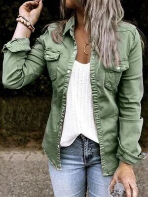 Elegant Long Sleeve Shirt Collar Solid Shirt - Image 4