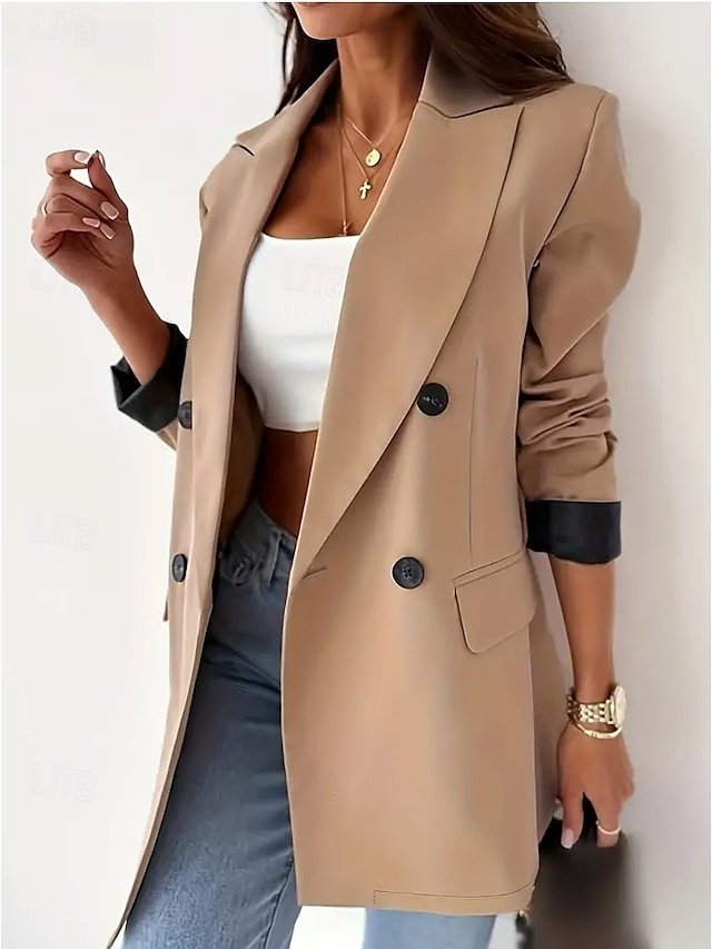 Elegant Long Sleeve V Neck Light Brown Shrug - Image 1