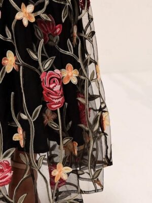Elegant Loose Fit Floral Crew Neck Puff Sleeve Maxi Dress - Image 13