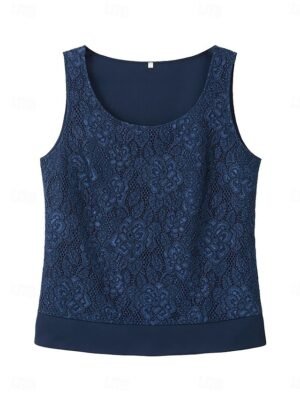 Elegant Loose Fit Lace Open Front Collarless 3/4 Sleeve Jacket - Image 11
