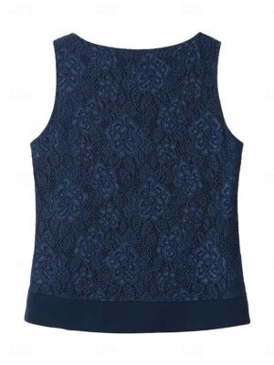 Elegant Loose Fit Lace Open Front Collarless 3/4 Sleeve Jacket - Image 12