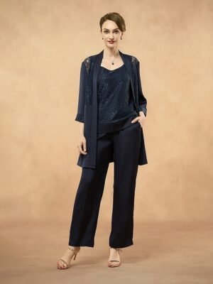 Elegant Loose Fit Lace Open Front Collarless 3/4 Sleeve Jacket - Image 19