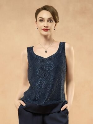 Elegant Loose Fit Lace Open Front Collarless 3/4 Sleeve Jacket - Image 8
