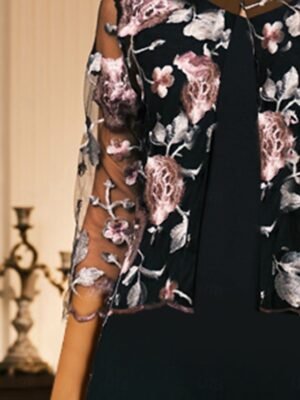 Elegant Loose Floral Crewneck 3/4 Sleeve Cardigan - Image 14