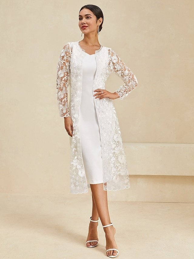 Elegant Loose Floral Crewneck Long Sleeve Duster Outerwear - Image 1