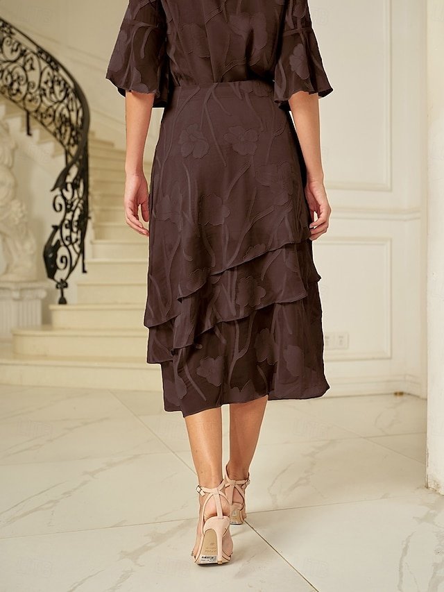 Elegant Loose Floral Layered Mid Waist Midi Skirt - Image 10