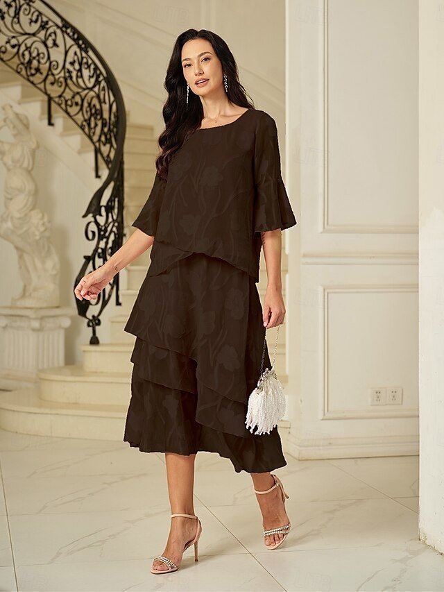 Elegant Loose Floral Layered Mid Waist Midi Skirt - Image 11