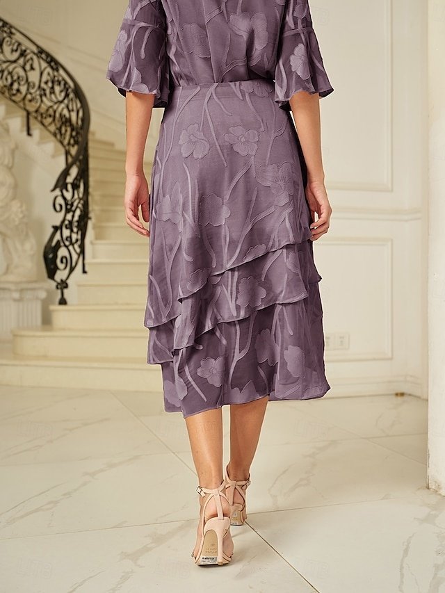 Elegant Loose Floral Layered Mid Waist Midi Skirt - Image 3