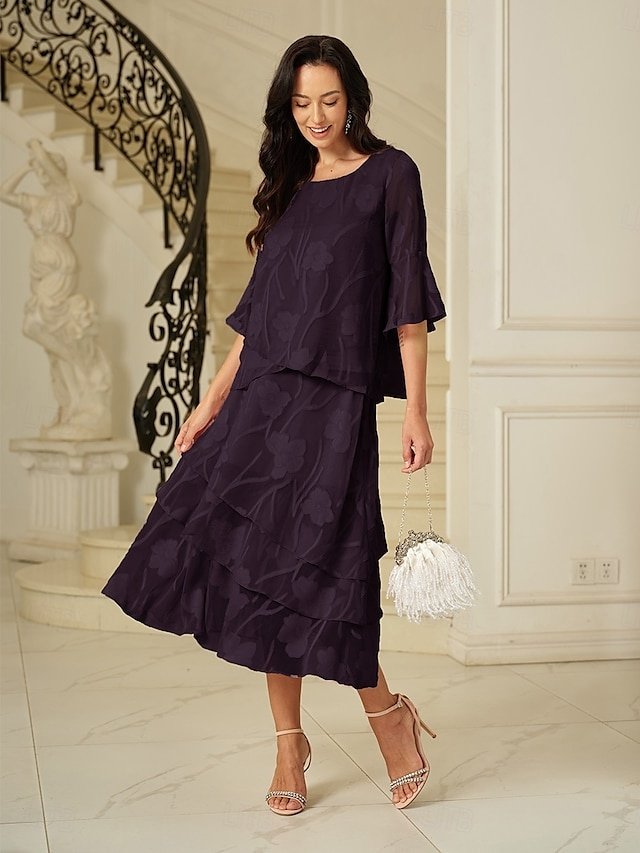 Elegant Loose Floral Layered Mid Waist Midi Skirt - Image 7