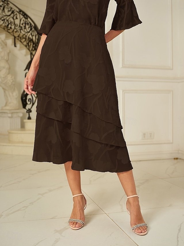 Elegant Loose Floral Layered Mid Waist Midi Skirt - Image 9