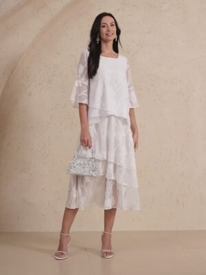 Elegant Loose Floral Mid Waist Layered Midi Chiffon Skirt - Image 16
