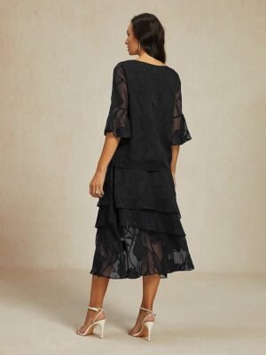 Elegant Loose Floral Mid Waist Layered Midi Chiffon Skirt - Image 22