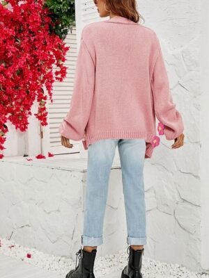 Elegant Loose Knit Off Shoulder Long Sleeve Cardigan - Image 3