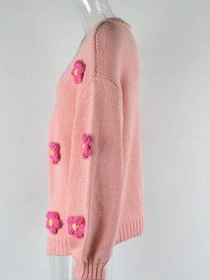 Elegant Loose Knit Off Shoulder Long Sleeve Cardigan - Image 5