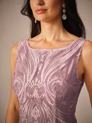 Elegant Loose Lace Crew Neck Half Sleeve Midi Dress - Image 10
