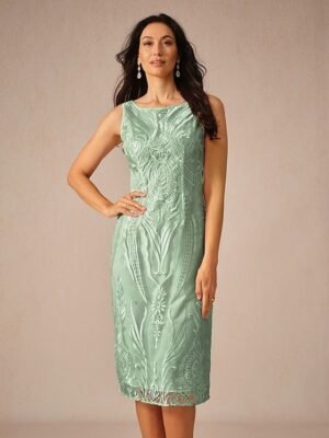 Elegant Loose Lace Crew Neck Half Sleeve Midi Dress - Image 5