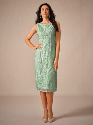 Elegant Loose Lace Crew Neck Half Sleeve Midi Dress - Image 8