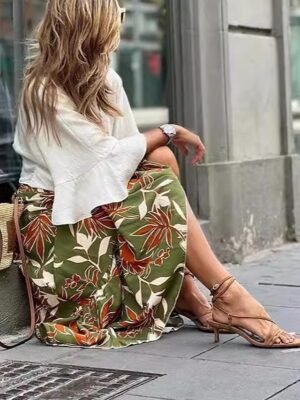Elegant Loose Patchwork Floral Maxi Skirt - Image 5