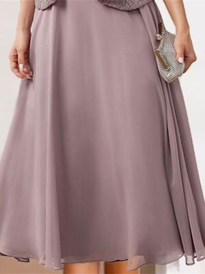 Elegant Loose Plain Crew Neck 3/4 Sleeve Midi Dress Set - Image 5