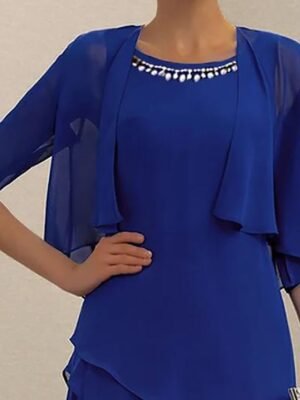 Elegant Loose Plain Crew Neck Half Sleeve Mini Dress - Image 2