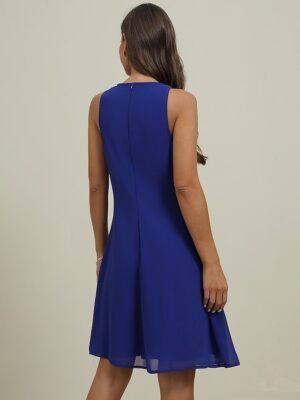 Elegant Loose Plain Crew Neck Half Sleeve Mini Dress - Image 6