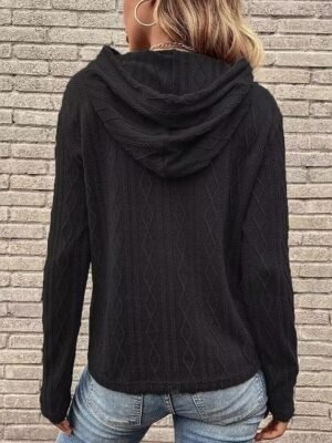Elegant Loose Plain Crew Neck Zipper Long Sleeve Sweatshirt - Image 18