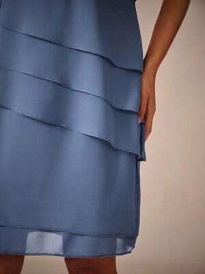 Elegant Loose Plain Short Sleeve Chiffon Midi Dress - Image 3